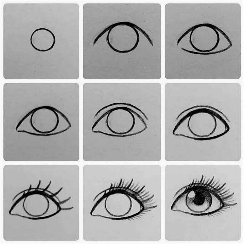 Предлагаем легкую пошаговую инструкцию как нарисовать глаза для начинающих Просто повторяйте на листе бумаги ниже предложенные шаги и у вас все обязательно получится