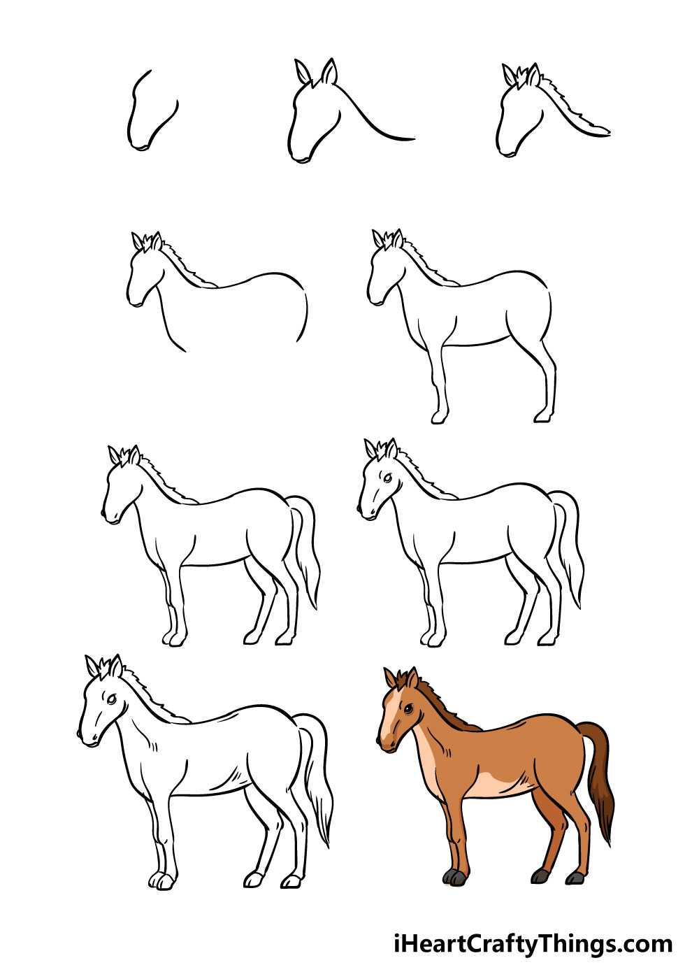 12 простых способов, как нарисовать лошадь карандашом