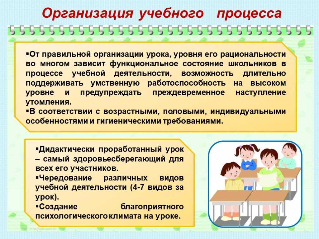 Особенности организации образовательного процесса в школе