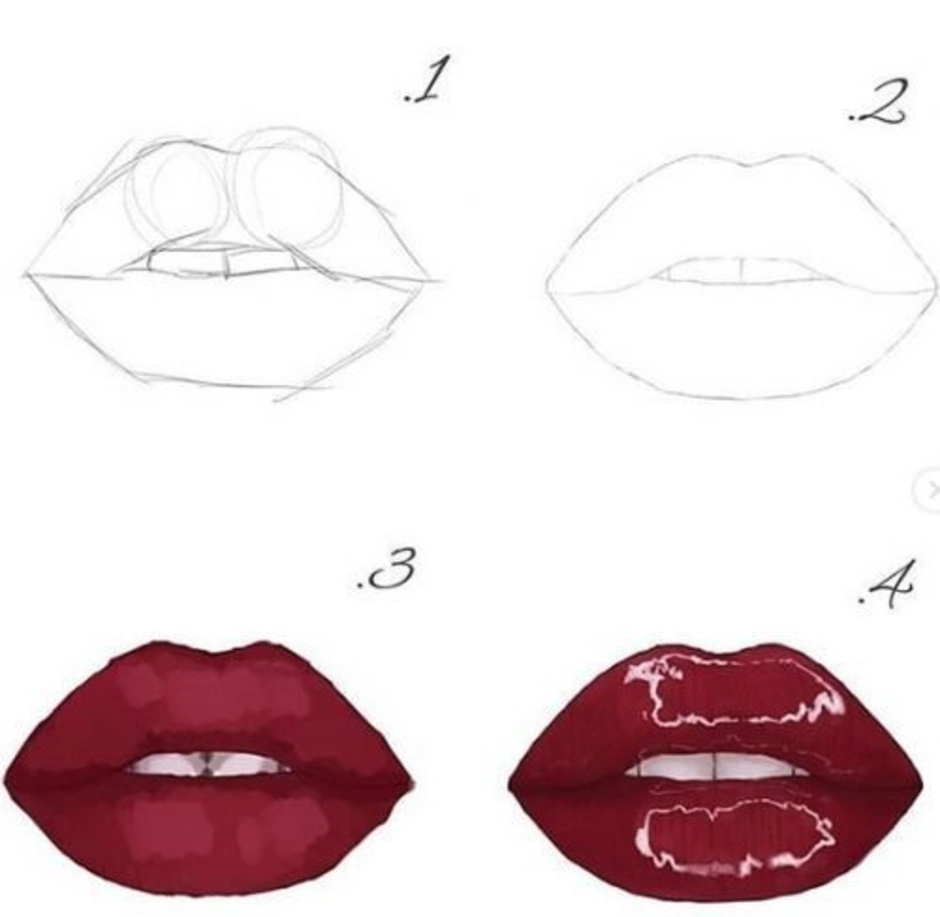 Как нарисовать губы человека: рисуем губы поэтапно