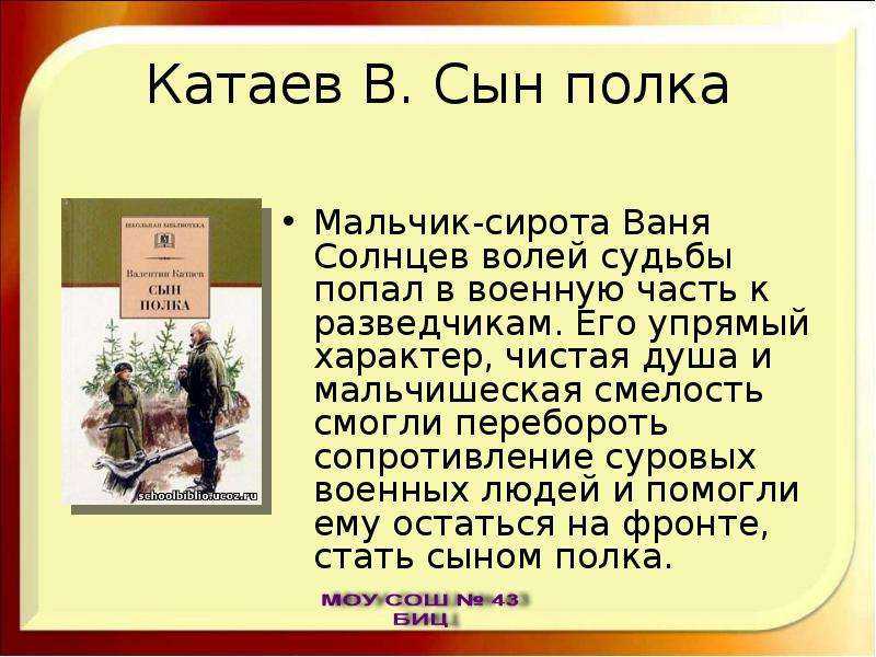 Анализ произведения катаева сын полка
