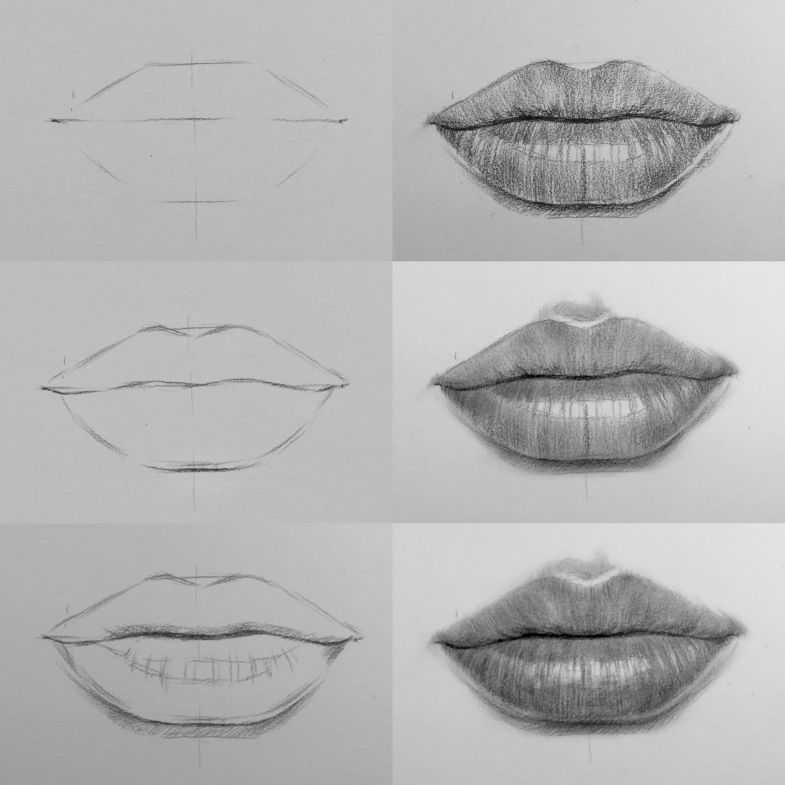 Как красиво нарисовать губы карандашом поэтапно для начинающих с видеоуроками