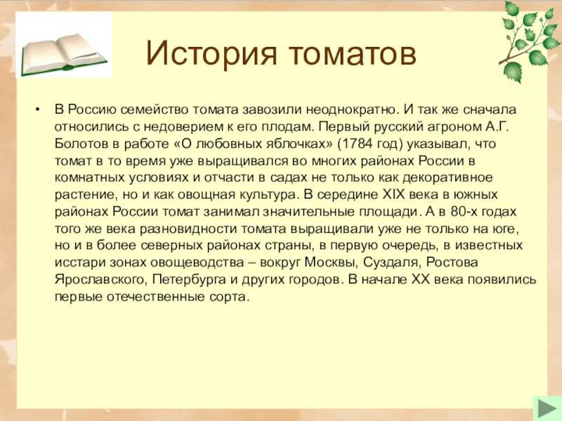 История появления помидоров в россии для детей
