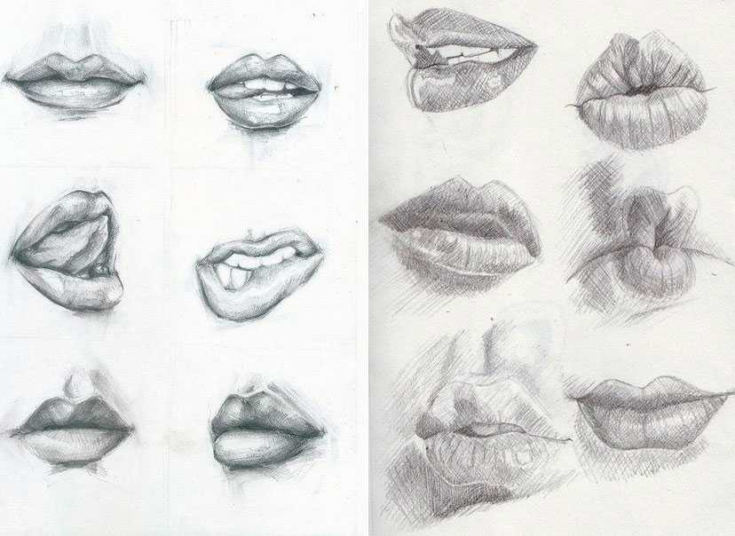 Как поэтапно карандашом нарисовать губы