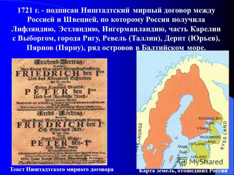 Условия ништадтского договора кратко