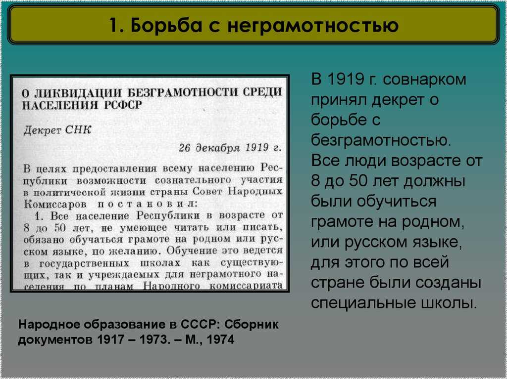 Духовная жизнь в 1920-е годы. какое значение придавала советская власть ликвидации неграмотности? - узнавалка.про
