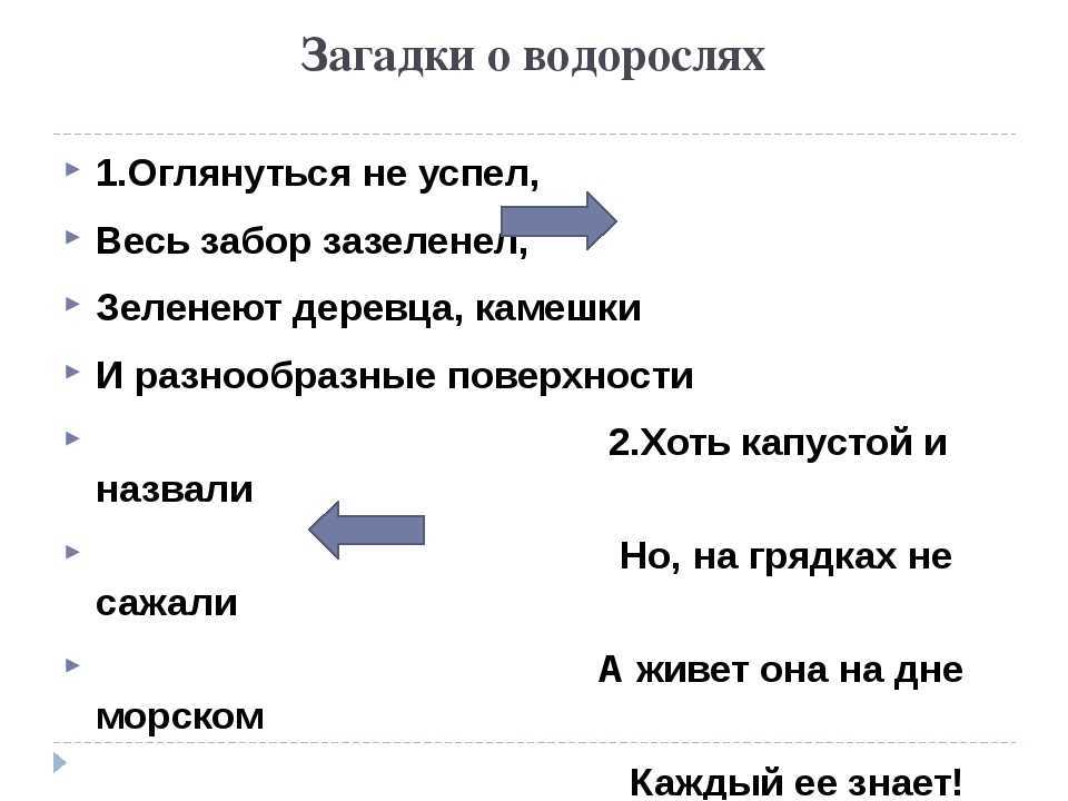 Помогите пожалуйста!!!срочно нужна не маленькая загадка про водоросли