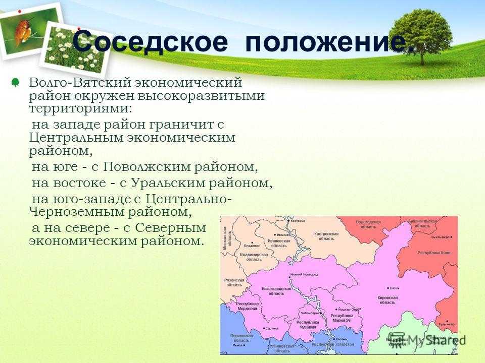 Географическое положение и ресурсы волго-вятского района