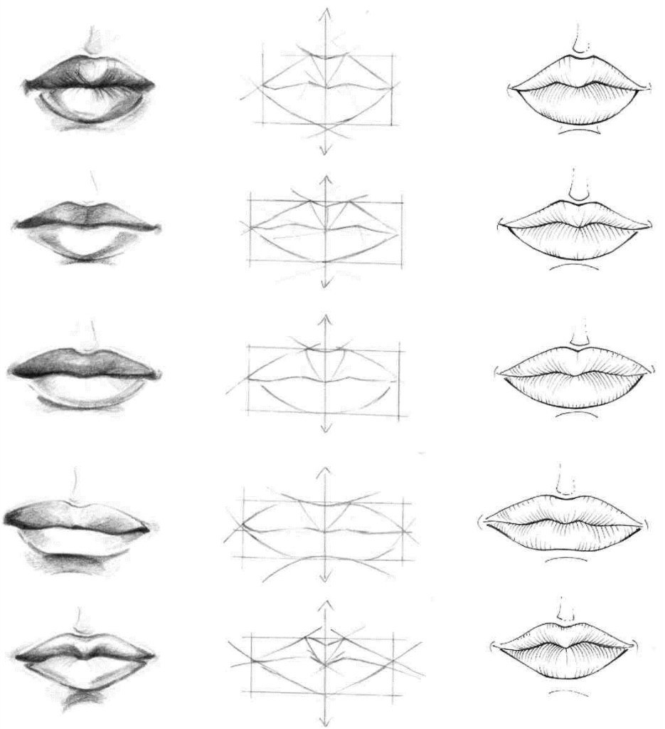 Как нарисовать губы человека карандашом: поэтапный метод