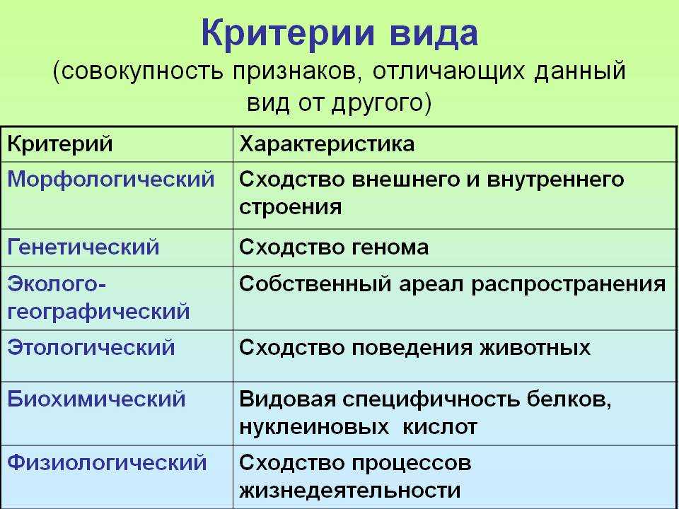 5. вид: критерии и структура. биология. общая биология. 11 класс. базовый уровень