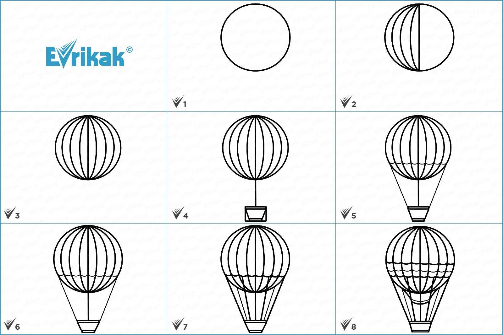 Как нарисовать воздушный шар с корзиной поэтапно. как поэтапно нарисовать воздушный шар